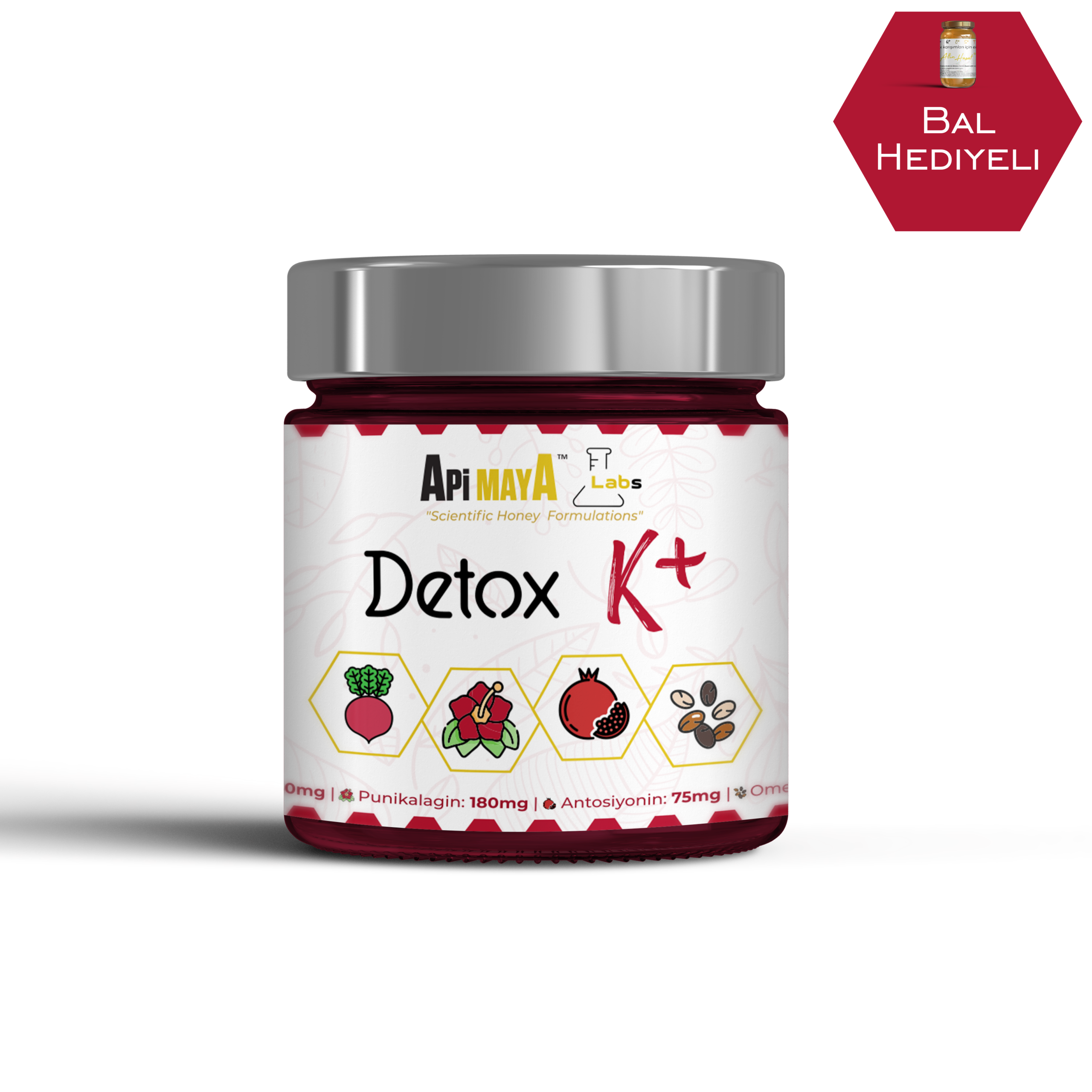 Apimaya Detox K+ (Bal, Kırmızı Pancar, Hibiskus, Nar, Chia)